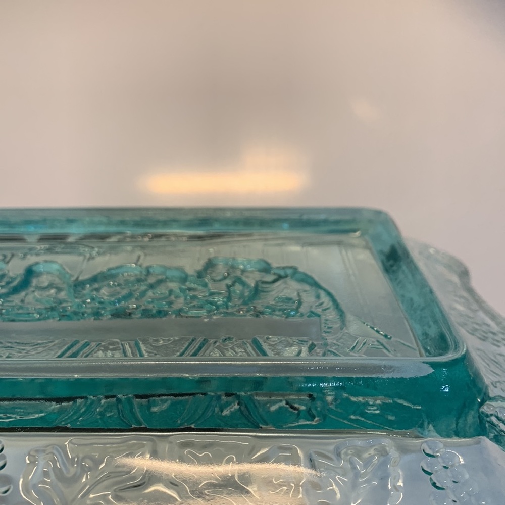 Tiara Glass Plate Blue Last Supper - Picture 6 of 13